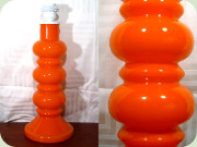 Swedish 60's large
                          orange glass table lamp by Flygsfors