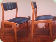 Matstolar med blå tygklädsel, dansk design, 50-tal