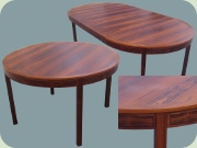 Swedish 60's rosewood dining table with extension leaves, Bodafors Bertil Fridhagen