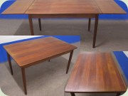 Danskt matbord i mörk teak med utdragsskivor, 50-tal eller 60-tal