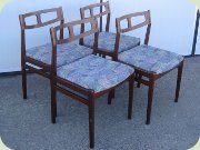 Set of four walnut
                          coloured Scandinavian 60's dining chairs