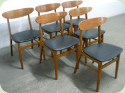 6 Danish 60's teak
                          & beech dining chairs by Farstrup, the
                          model was sold by IKEA by the name Monaco