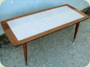 Swedish 50's or 60's
                          mahogany & tile mosaic coffee table on
                          tapered legs
