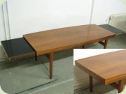 Swedish 60's walnut
                          coffee table with black leaves, Skaraborgs
                          Möbelindistri Tibro