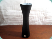 Swedish 50's black
                          & white glass vase by Elme Glasbruk