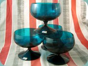 Lindshammar Gunnar
                          Ander 60's footed dessert bowls in greenish
                          blue