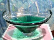 Grön skål från Sea Glasbruk i Kosta,
                          50-tal