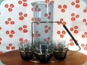 Skruf Bengt Edenfalk 6
                          small tumblers and a decanter i rack