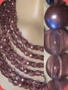 Vintage six strand necklace, purple glass and faux pearls