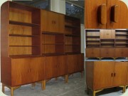 Swedish 60's teak
                          bookcases with cabinets and shelves