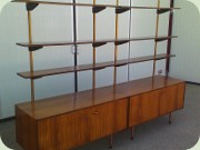 Rosewood cabinets with
                          shelves on a brass base, made by Treman /
                          Threemen & CFC Silkeborg