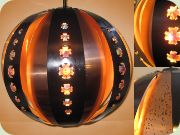 Large globe ceiling
                          lamp in copper and black lacquered metal with
                          prisms , Werner Schou Coronell Elektro
                          Denmark
