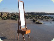 Danish design teak
                          floorstanding teak mirror with drawer