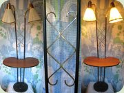 Two arm floor lamp
                          with kidneyshaped table
