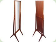 Tilting, floor standing teak miiror