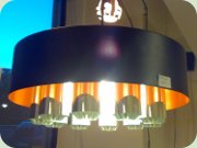60's ceiling lamp,
                          black lacquered with orange inside and chrome
                          cylinders