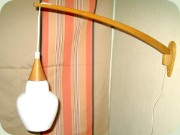 50's oak wall light
                          with opaque glass shade
