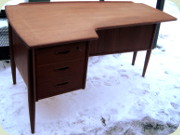 Swedish 50's or 60's
                          teak desk with bar cabinet and shelf, Lelångs
                          Möbelfabrik Bengtsfors