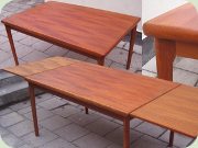 Danish 50's teak
                          dining table by Henning Kjaernulf, Vejle
                          Stolefabrik