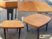 Swedish 60's teak
                          dining table with black legs, Threemen