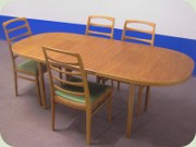 Teak & oak dining
                          table and chairs mod Reno, Swedish 50's design
                          by Bertil Fridhagen, Bodafors