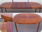 Swedish 60's large oval rosewood dining
                          table with 2 leaves, Skaraborgs Möbelindustri
                          Tibro