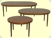 Swedish 50's or 60's
                          round teak dining table with leaves,
                          Skaraborgs Möbelindustri