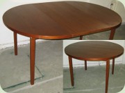 Swedish 60's round
                          teak dining table with leaf, Ulferts Tibro