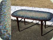 Soffbord med
                          mosaikskiva, 50-tal eller 60-tal