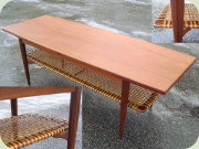 Scandinavian 50's or
                          60's teak coffee teble with rattan magazine
                          shelf