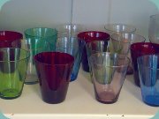 Selterglas i olika
                          färger från Reijmyre, 50-tal