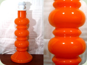 Swedish 60's large
orange glass table lamp by Flygsfors