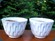Swedish
                          50's white flower pots by Upsala Ekeby