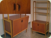 Bokhylla 2 sammansatta
sektioner med öppna gavlar, teak & ek
50-tal, Bräntorps