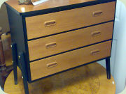 50s Swedish chest of drawers, teak with
                          black sides, Gyllensvaans Möbler