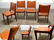 Fyra stolar i
                          jakaranda och orangebrunt konstläder, danskt
                          60-tal