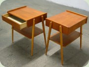 A pair of 50's or 60's
                          Swedish design teak bedside tables with drawer
                          by Carlström & Co