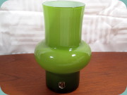 Swedish 60's green
                          cased glass vase by Gunnar Ander Alsterfors
                          Lindshammar