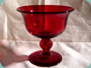50's ruby red pedestal
                          bowl by Reijmyre Monica Bratt
