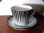 Zebra tea cup with
                          saucer, Eugén Trost,
                          Gefle Upsala Ekeby
